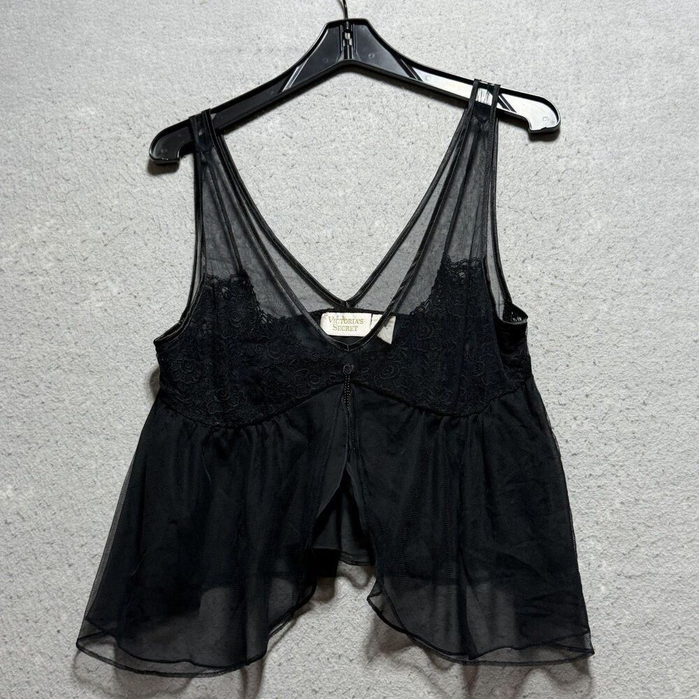 Vintage Victoria’s Secret Gold Label Camisole Womens Medium Black Lace Fairycore
